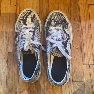 *Worn twice* Python print Superga sneakers. Like new